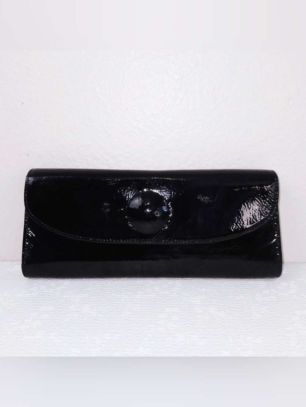 New! HOBO Eden Black Patent Leather Clutch